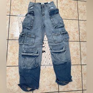 YoungLA Women's Gray Cargo Jeans